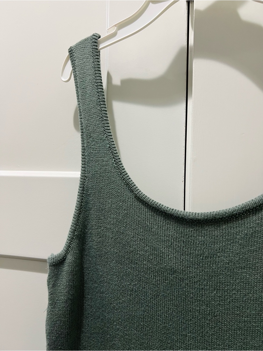 NWOT Universal Thread Sage Green Knit Tank Midi Dress Side Slit - Picture 2 of 6